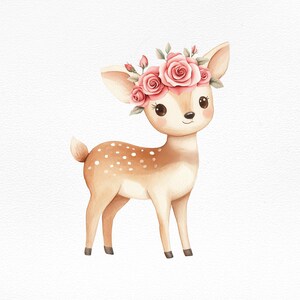Clipart cerf mignon, faon des bois PNG, décoration de chambre d'enfant, scrapbooking, faire-part, fichier de sublimation animal mignon, illustration d'animal de la forêt