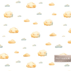 Clouds seamless pattern-Cloud Watercolor Pattern-Digital Paper-Celestial repeating pattern-Nursery fabric-Commercial Use-Kids Wallpaper