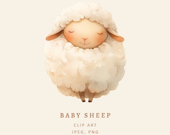 Sheep clipart - Sheep Watercolor illustration - Animal Clipart - Baby print -Nursery print design - Commercial Use - Cute Kids Graphic PNG