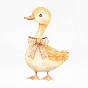 Schattige eend aquarel clipart, digitale download, babyshower uitnodigingen, decor kinderkamer, scrapbooking, gans illustratie, landbouwhuisdieren png