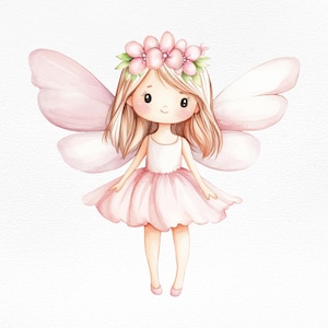 Aquarell Fee Illustration, rosa Fee Kunstdruck, Kinderzimmer Dekor, digitaler Download, Kinderzimmer Wandkunst, süße Fee PNG, Sublimationsdatei