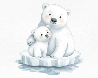 ママホッキョクグマのクリップアート - 水彩ホッキョクグマのクリップ