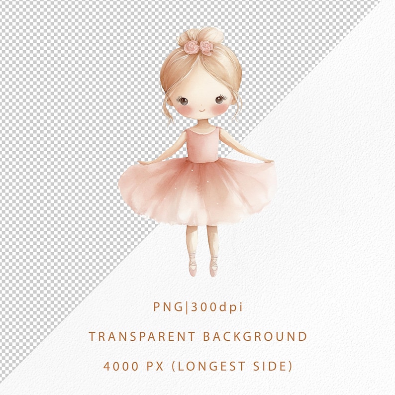 Watercolor Ballerina Clipart, Cute Ballet Girl PNG, Pink Tutu Dancer ...