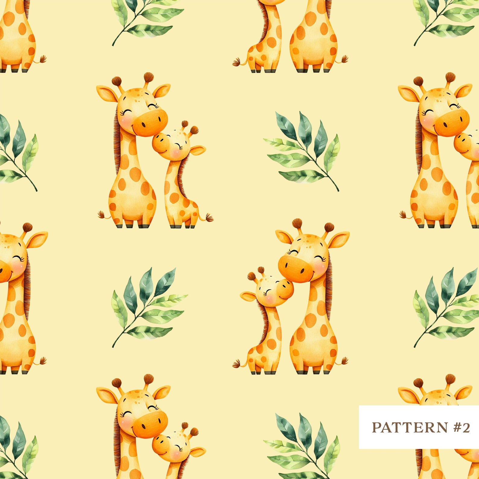 Watercolor Giraffe Seamless Pattern PNG, Cute Safari Baby Animal ...
