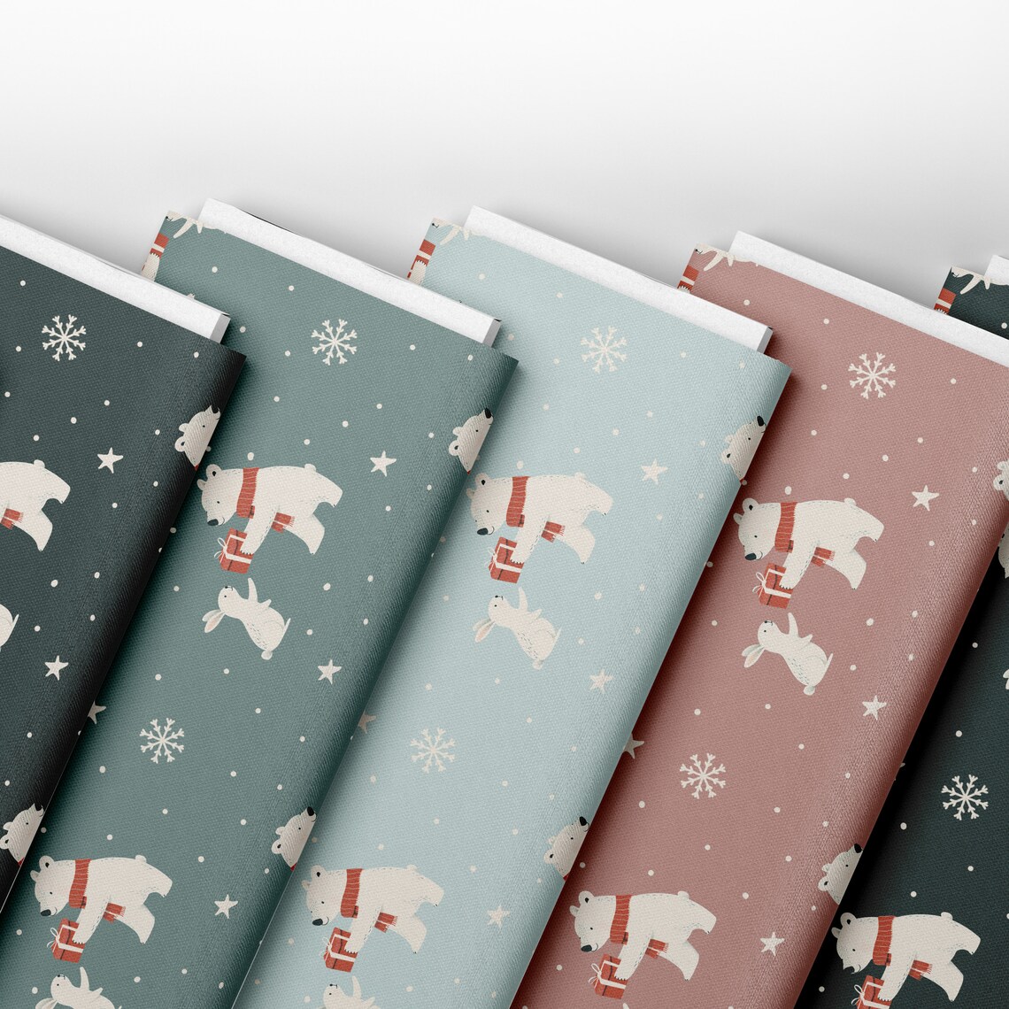Polar Bear Bunny Seamless Patterncute Animalschristmas Digital Paper