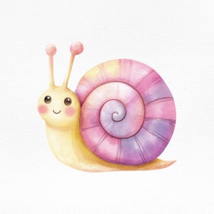 Akwarela Ślimak Clipart PNG, Wiosna Lato Ślimak Ogród Sztuka Cyfrowa, Ilustracja Przedszkola, Grafiki Baby Shower, Drukowalna Sztuka Ścienna