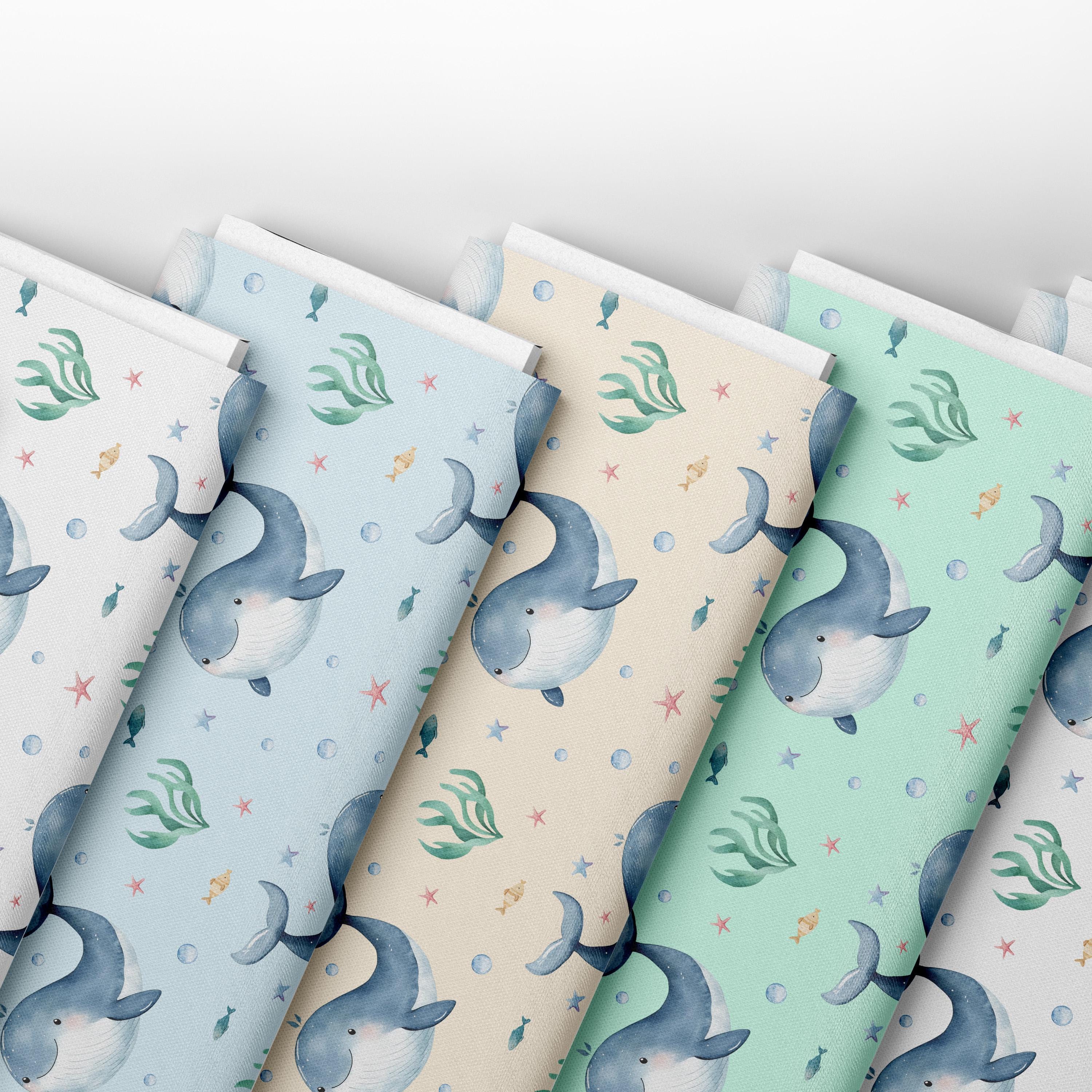 Watercolor Whale Seamless Pattern, Baby Ocean Animal Digital Paper ...
