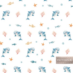 Motif dauphin sans couture-motif aquarelle océan-papier numérique-motif répétitif bébé-tissu pour chambre d'enfant-usage commercial-papier peint enfants