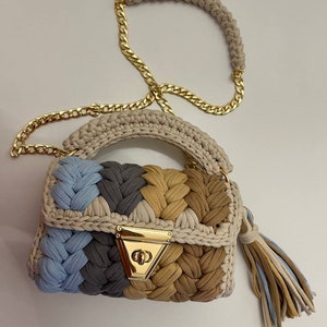 Knitted handbag, Handmade bag, Handwoven bag, Crochet bag, Shoulder bag, Luxury bag,Colorful bag, Designer bag, Stylish bag, Knitting bag, zdjęcie 2