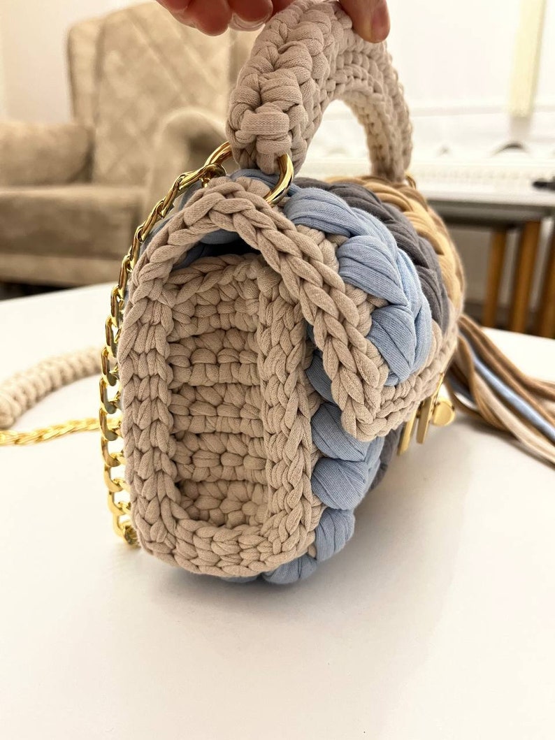 Knitted handbag, Handmade bag, Handwoven bag, Crochet bag, Shoulder bag, Luxury bag,Colorful bag, Designer bag, Stylish bag, Knitting bag, zdjęcie 4