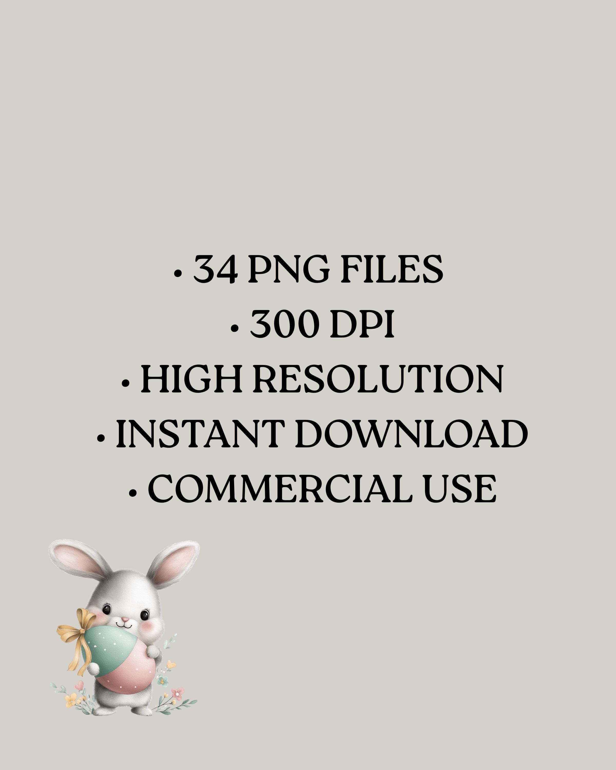 Pastel Easter Clipart Bundle, Bunny, Chick, Spring PNG (commercial Use ...