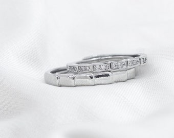 Silver Couple Adjustable Promise Eternity Matching Ring Set