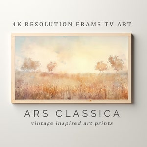 Morning Meadow Frame TV Art, Landscape Painting, Vintage Spring Country Muted Scenery Screensaver, Easter Watercolor TV Decor | TV-117