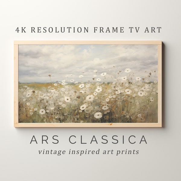 Samsung Frame TV Art, Spring Wildflower Field, Flower Meadow, Country Painting, Warm Tone Landscape, Digital Download Frame TV Art | TV-069