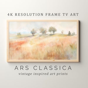 Summer Meadow Frame TV Art, Landscape Painting, Vintage Spring Country Muted Scenery Screensaver, Easter Watercolor TV Decor | TV-115