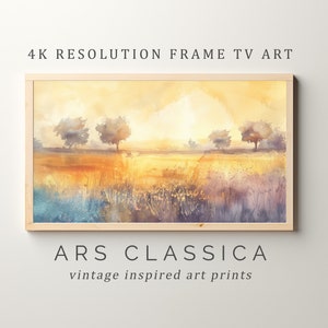 Spring Meadow Frame TV Art, Landscape Painting, Vintage Spring Country Muted Scenery Screensaver, Easter Watercolor TV Decor | TV-116
