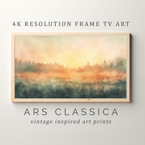 Summer SunsetFrame TV Art, Landscape Painting, Vintage Spring Country Muted Scenery Screensaver, Easter Watercolour TV Decor | TV-114