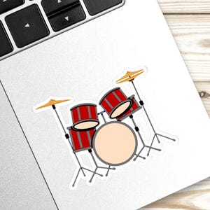 Minimalist Drums Sticker Design Inspiration Music Room Accent Piece Vinyl Decal Red Pink Elegant Design Gift Idea Music Lover Drums Art