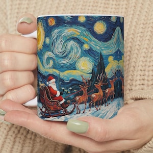 Van Gogh Weihnachtsbecher Urlaub Kaffeetasse Sternennacht Kunst Geschenk Strumpf Stuffer Lehrer Geschenk Wichteln Kunst Liebhaber Winter Trinkgefäße