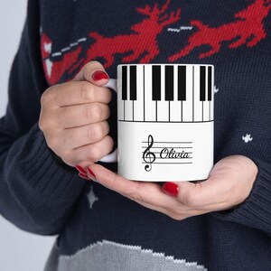 Personalized Music Lover Mug for Piano Teacher Gift for Musician Themed Design with Keyboard Piano Decoration for Studio Music Teacher Gift image 9