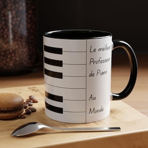 Piano Teacher Mug Design Custom Keyboard Cup French Text Pottery Gift Music Instructor Piano Lesson Teacher Appreciation Gift Personalized