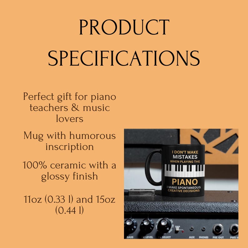 Piano Teacher Gift Funny Piano Mug Music Teacher Gift Piano Humor Coffee Cup Music Studio Decor Music Lover Gift Piano Practice Gift image 5