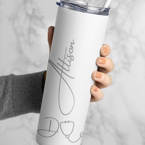 Custom Insulated Tumbler for Doctor Personalized Skinny Tumbler for Medical School Graduation Gift for Dr Appreciation Cup for Health Worker