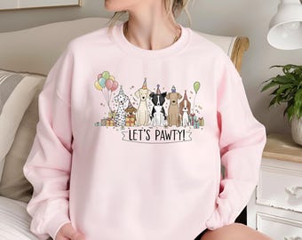Let's Pawty Puppy Verjaardag Sweatshirt 2025, Verjaardag Hondenshirt, Funny Party Pet Met Vol Cadeau T-shirt Voor Verjaardag, Cadeaus Voor Hondenliefhebbers