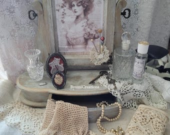 Coiffeuse ancienne, coiffeuse grise