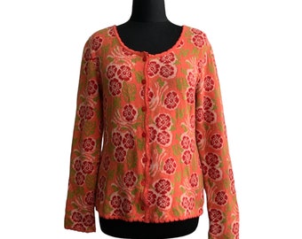 Gilet Gudrun Sjoden orange fleuri multicolore Taille M