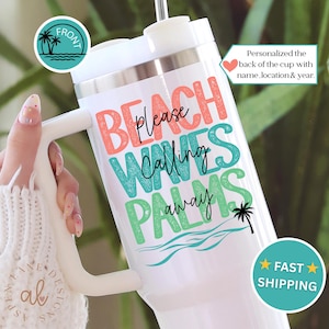Custom Beach Vacation Tumbler Personalized Beach Vacation Tumbler 40oz Tumbler With Handle Girls Trip Vacation Tumbler Girl&#39;s Trip Tumbler