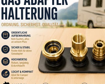 Gas Adapter Bracket W21.8x1/14 Camper Accessory LPG Adapter Organizer Right-hand Thread Left-hand Thread Made in Germany