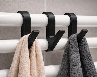 Bathroom organization without drilling, radiator hooks, black, towel rack for bathroom and shower, space-saving solution for towels and clothes