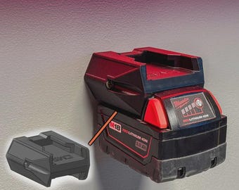 Milwaukee M18 Battery Holder 2-Bay Wall Mount – Double Holder RedLithium – Robust PETG – Compatible with Milwaukee M18 – Layer&Link