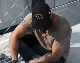 Men's Bear Design Distressed Dad Hat | Live Free