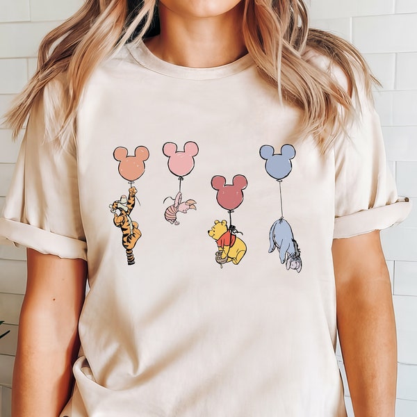 Winnie The Pooh and Friends Shirt, Winnie The Pooh Shirt, Cute Pooh Bear Shirt, Pooh Balloons Shirt, Disney Pooh T-Shirt,  Disney Sweatshirt