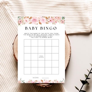 Jeu de bingo floral pour bébé | Activité de baby shower amusante et non sexiste | Jeux de Grossesse Doula