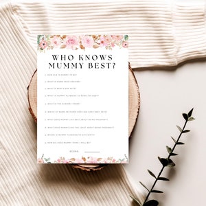 Juego de flores ¿Quién sabe más de mamá? Actividad divertida para baby shower sin distinción de género Juegos de embarazo Doula
