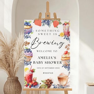 Something Sweet is Brewing Baby Shower Sign | Editable Baby Shower | Welcome Sign | Decoration Decor | Gender Neutral