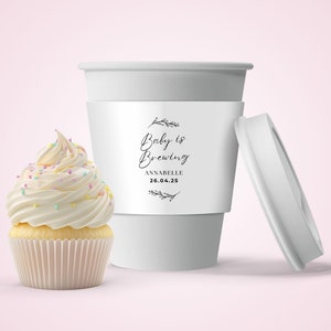 Manica per tazza da caffè personalizzata / Decorazione modificabile per baby shower / Modello Canva / 11x8,5 pollici / Caffè stampabile