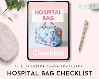 Hospital Bag Checklist | Birth Preparation Canva Template (Digital Download)