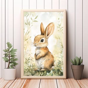 Charming Bunny Digital Art Printable Wall Art Instant Download for Nursery Decor Cute Rabbit Illustration