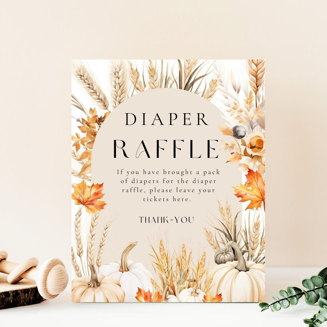 Editable Baby Shower Sign, Diaper Raffle Sign | Pumpkin Theme ...