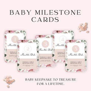 Cartes bébé étape importante | Imprimable 40 cartes 5 x 7 Blush pour les souvenirs et les étapes importantes de la première année de bébé | Souvenir de baby shower