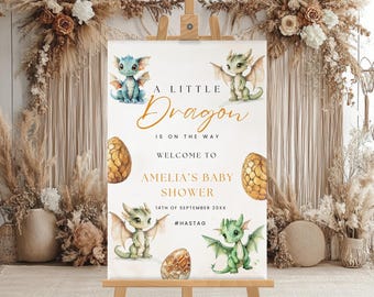 Dragon Baby Shower Welcome Sign | Fantasy Decor (Digital Download)