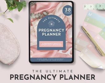 Planificateur de grossesse | Plan de naissance et préparation de bébé | Agenda grossesse, affirmations de naissance | Vert