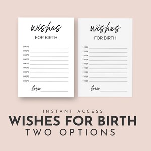 Deseos minimalistas para el nacimiento / Tarjetas de nacimiento / Hermoso recuerdo de baby shower y regalo para nueva mamá Doula, embarazo Descarga instantánea