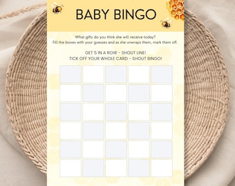 Bee Baby Shower Bingo Game | Gender-Neutral Activity (Digital Download)