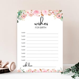 Deseos de nacimiento / Tarjetas de deseos de nacimiento con diseños florales vibrantes / Hermoso recuerdo de baby shower y regalo para nueva mamá Doula, juegos de baby shower