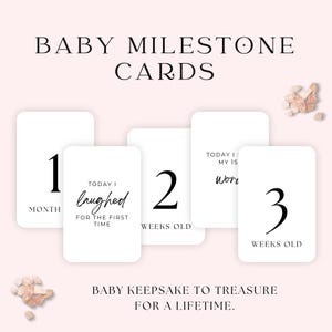 Cartes bébé étape importante | 40 cartes minimalistes 4 x 6 imprimables pour les souvenirs et les étapes importantes de la première année de bébé | Souvenir de baby shower | Simplicité